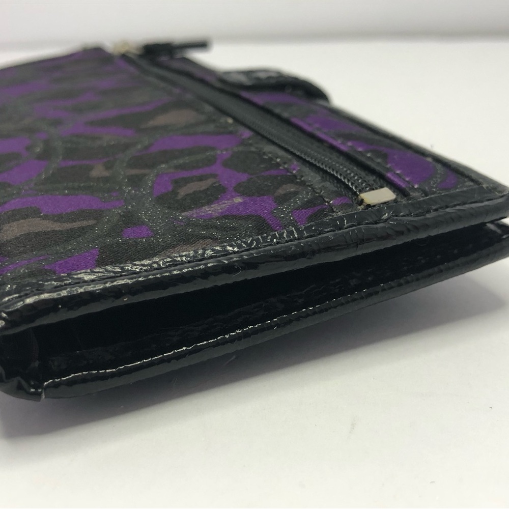 Coach Purple Poppy Daisy Ocelot Print Wallet Snap Leopard Heart Rare Logo - Picture 7 of 16